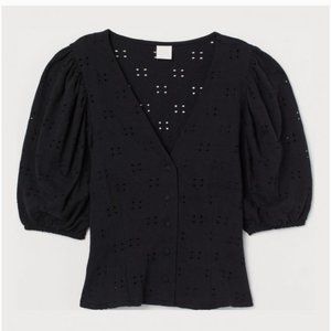 H&M Black Button Down eyelet top